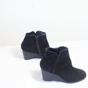Susina Black Suede Wedge Ankle Boots Women’s 6.5 Side Zip